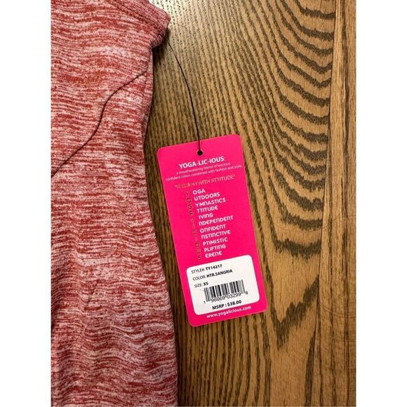 Yogalicious Heather Sangria Sleeveless Side Knot Top Size XS New - Picture 2 of 4
